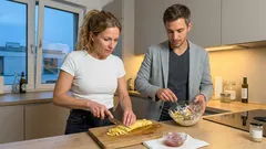 Salat mit Omelett: cremiges Rezept mit Schinken, Gurken und Mayo zum Durchziehen